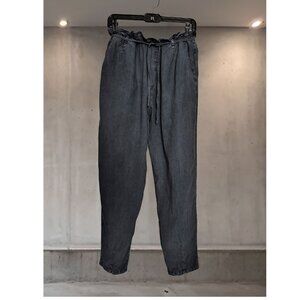 Bella Dahl Tencel Pull-On Drawstring Pants Paperbag Waist Slate Blue-Gray  L